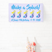 スプラッシュで泳ぐ人魚の誕生日パーティー 横断幕 (インサイチュ)