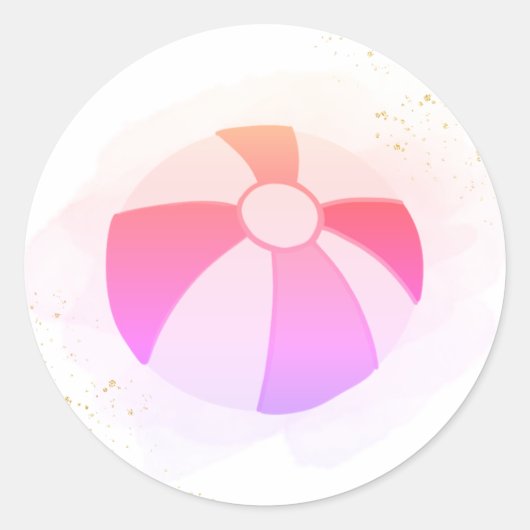 スプラッシュとスパークルウォータープールパーティー誕生日 ラウンドシール (正面)