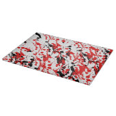 スプラッシュとドリップアートレッドとブラックガラス カッティングボード (角)