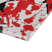 スプラッシュとドリップアートレッドとブラックガラス カッティングボード (角)