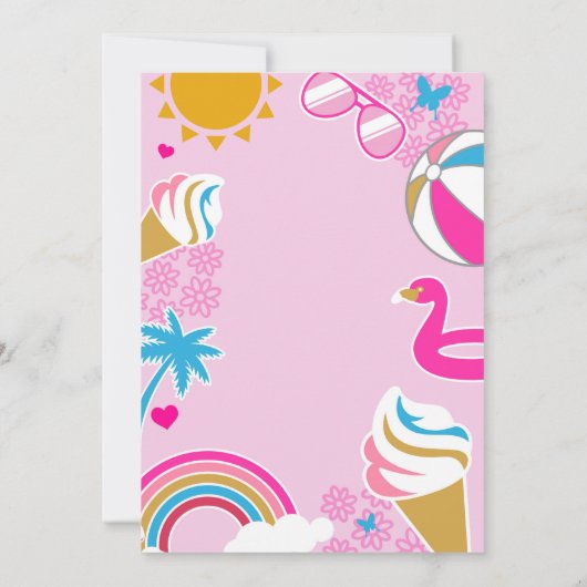 スプラッシュに7プールパーティー誕生日ガールサマー 招待状 (裏面)