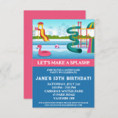 スプラッシュを作ろう!ウォーターパークバースデーパーティー 招待状 (正面/裏面)