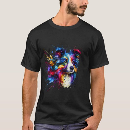 スプラッシュアートボーダーコリー Tシャツ (正面)