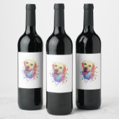 スプラッシュアートラブラドールレトリエバーラボギフトメンズ ワインラベル (ボトル)