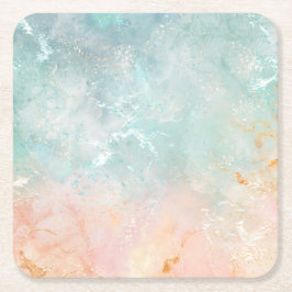 スプラッシュインクウォーターカラー背景、パステルカラフル スクエアペーパーコースター