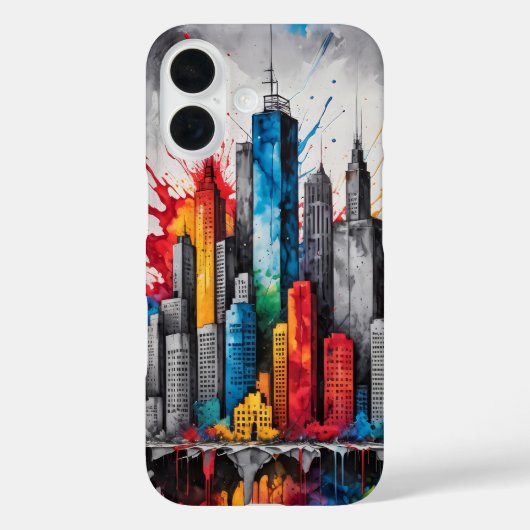 スプラッシュインク水彩スカイスクレイパーシティラインカバー Case-Mate iPhoneケース (裏面)