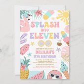 スプラッシュインセブンイレトロピカルビーチ11誕生日 招待状 (正面)