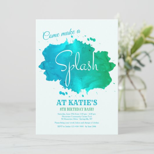 スプラッシュウォーターのカラー招待状 招待状 (スタンド正面)
