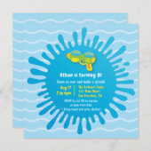 スプラッシュウォーターガンボーイズバースデーパーティ招待状 招待状 (正面/裏面)