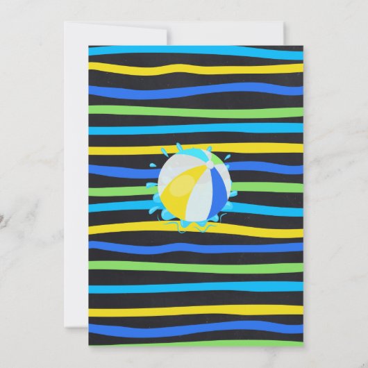 スプラッシュウォータースライド誕生日パーティーブルーグリーン 招待状 (裏面)