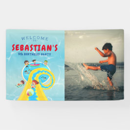 スプラッシュウォーターパークウォータースライド誕生日ウェルカムサイン 横断幕