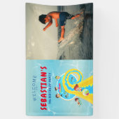 スプラッシュウォーターパークウォータースライド誕生日ウェルカムサイン 横断幕 (縦)