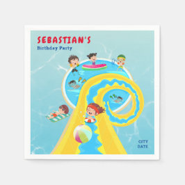 スプラッシュウォーターパークサマーウォータースライド誕生日パーティー スタンダードカクテルナプキン