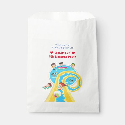 スプラッシュウォーターパークサマーウォータースライド誕生日パーティー フェイバーバッグ (正面)
