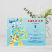 スプラッシュウォーターパークサマーウォータースライド誕生日パーティー 招待状 (スタンド正面)