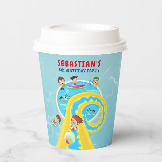 スプラッシュウォーターパークサマーウォータースライド誕生日パーティー 紙コップ (正面)