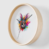 スプラッシュカラフルアートキュート大陸巨大ウサギ 壁時計 (傾斜)