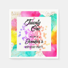 スプラッシュカラフルウォーターのカラー誕生日 スタンダードカクテルナプキン