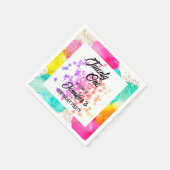 スプラッシュカラフルウォーターのカラー誕生日 スタンダードカクテルナプキン (角)