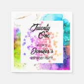 スプラッシュカラフルウォーターのカラー誕生日 スタンダードカクテルナプキン (正面)