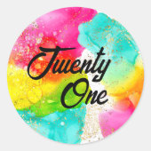 スプラッシュカラフルウォーターのカラー誕生日 ラウンドシール (正面)