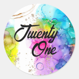 スプラッシュカラフルウォーターのカラー誕生日 ラウンドシール