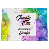 スプラッシュカラフルウォーターのカラー誕生日 ラージペーパーバッグ (正面)