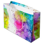 スプラッシュカラフルウォーターのカラー誕生日 ラージペーパーバッグ (裏面アングル)