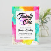 スプラッシュカラフルウォーターのカラー誕生日 招待状 (スタンド正面)