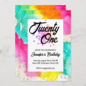 スプラッシュカラフルウォーターのカラー誕生日 招待状 (正面/裏面)