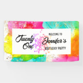スプラッシュカラフルウォーターのカラー誕生日 横断幕 (横)