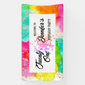 スプラッシュカラフルウォーターのカラー誕生日 横断幕 (縦)