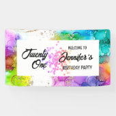スプラッシュカラフルウォーターのカラー誕生日 横断幕 (横)