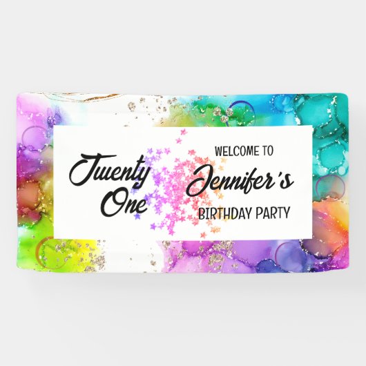 スプラッシュカラフルウォーターのカラー誕生日 横断幕 (横)