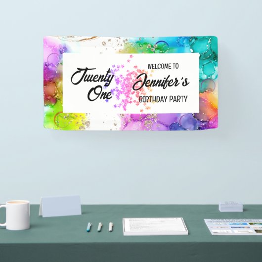 スプラッシュカラフルウォーターのカラー誕生日 横断幕 (トレードショー)