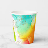 スプラッシュカラフルウォーターのカラー誕生日 紙コップ (裏面)