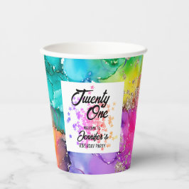 スプラッシュカラフルウォーターのカラー誕生日 紙コップ