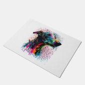 スプラッシュカラフルグレイハウンドポートレート子犬オーナー ドアマット (アングル)