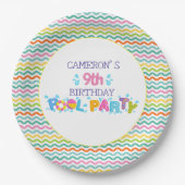 スプラッシュカラフルプールパーティービーチ誕生日 ペーパープレート (正面)