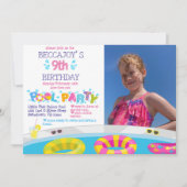 スプラッシュカラフルプール誕生日パーティーの写真 招待状 (正面)