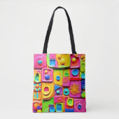 スプラッシュカラフル彫刻：マンガ風アートスタイル トートバッグ (正面)