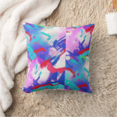 スプラッシュカラフル抽象芸術アクアレッド藍ピンク クッション (ブランケット)