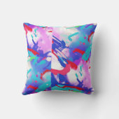 スプラッシュカラフル抽象芸術アクアレッド藍ピンク クッション (裏面)