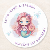 スプラッシュガールズマーメイド誕生日パーティーを作ろう ラウンドペーパーコースター (正面)