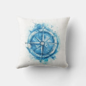 スプラッシュコンパス – 青芸術的水色 クッション (裏面)