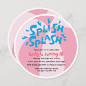 スプラッシュサマープールパーティー誕生日 招待状 (正面/裏面)