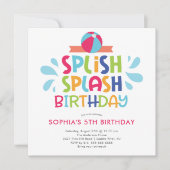 スプラッシュサマープール誕生日招待状 招待状 (正面)