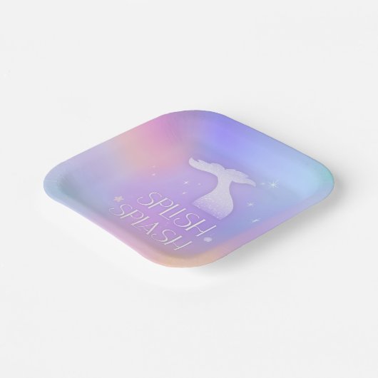 スプラッシュスパークお洒落リーマーメイド誕生日 ペーパープレート (傾斜あり)