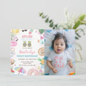 スプラッシュスプラッシュガールプールパーティーピンクフォト 招待状 (スタンド正面)