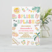 スプラッシュスプラッシュプールパーティー誕生日招待状 招待状 (スタンド正面)